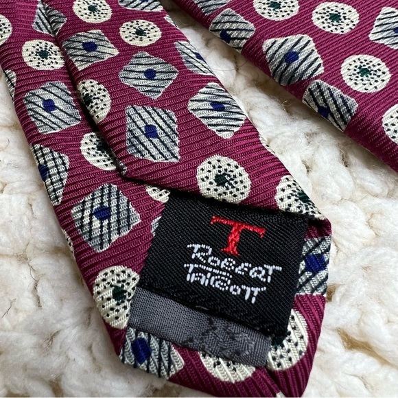 Robert TALBOTT Men’s Set of 2 Hand Sewn Finest Silk Ties Geo Print USA MADE - Picture 11 of 16